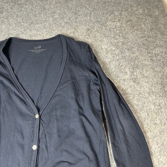 J Jill Summer's Edge Long Cardigan Women’s Small Deep Blue Cotton Lightweight - Picture 2 of 7